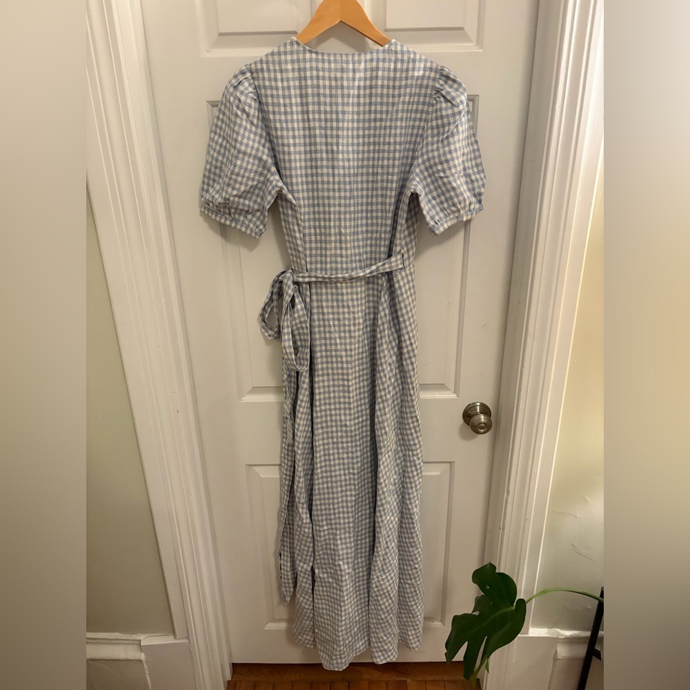 Reformation Light Blue Gingham Wrap Maxi Dress - Picture 3 of 3